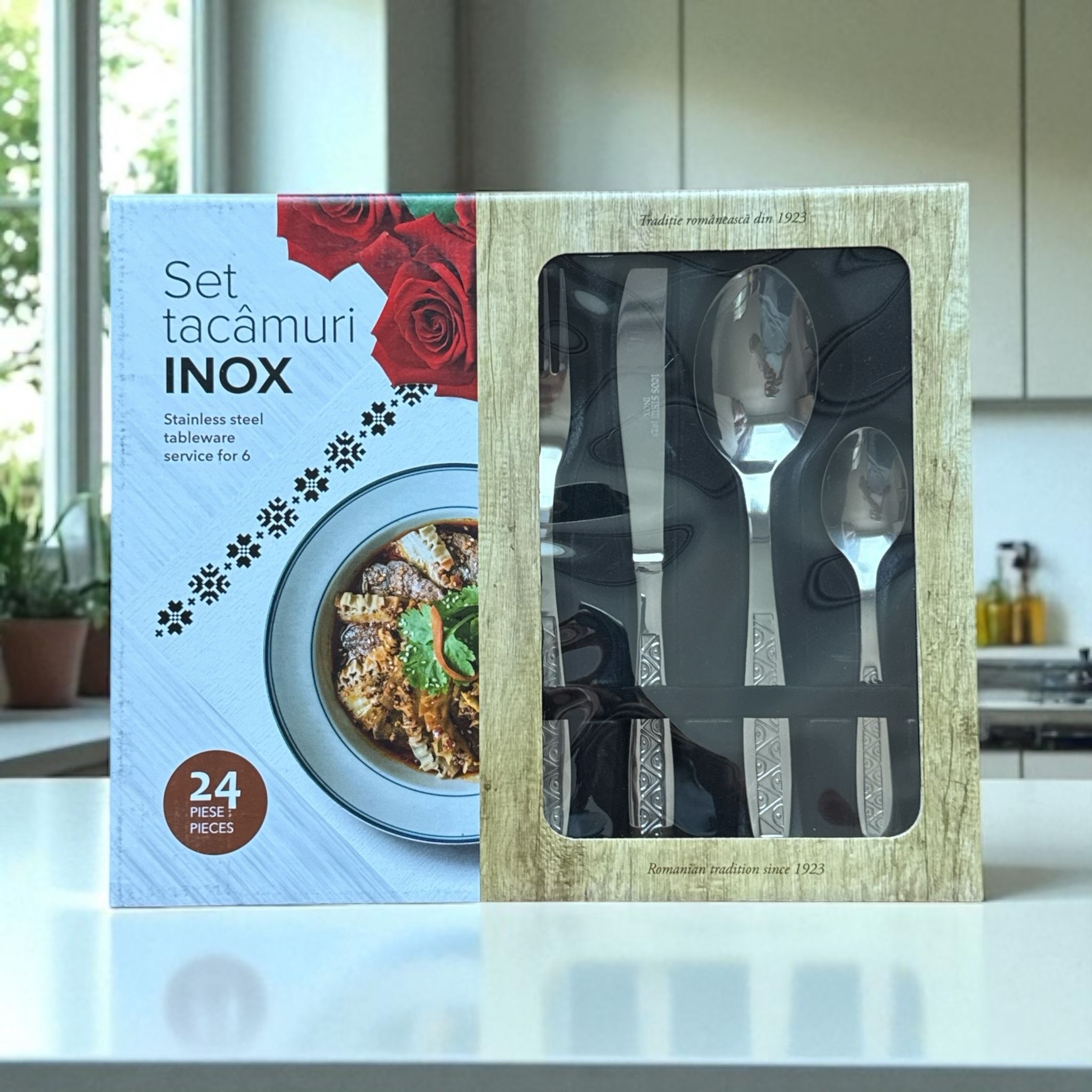 Set 24 Tacâmuri din Inox ICOS – Perfect pentru Masa de Familie Set 24 Tacâmuri din Inox ICOS – Perfect pentru Masa de Familie